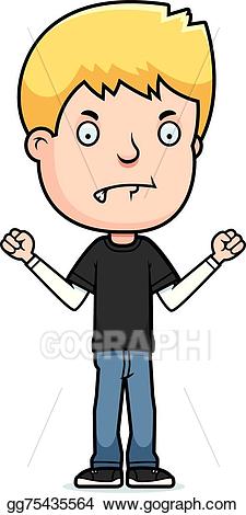Vector art teen drawing. Mad clipart mad boy