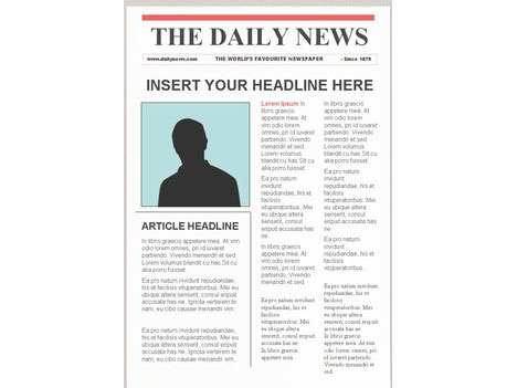 Newsletter clipart newspaper column. Editable template portrait 
