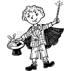 magician clipart black and white