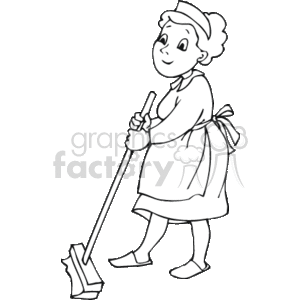 maid clipart black and white