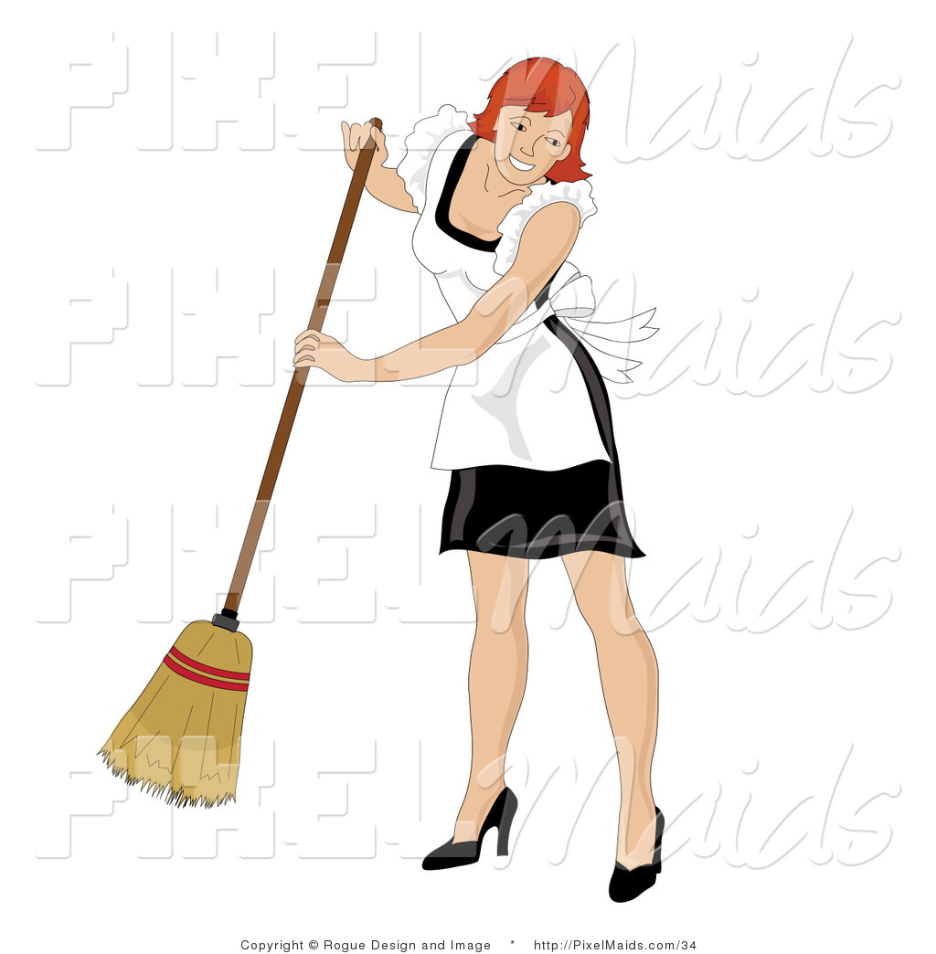 maid clipart sweeping