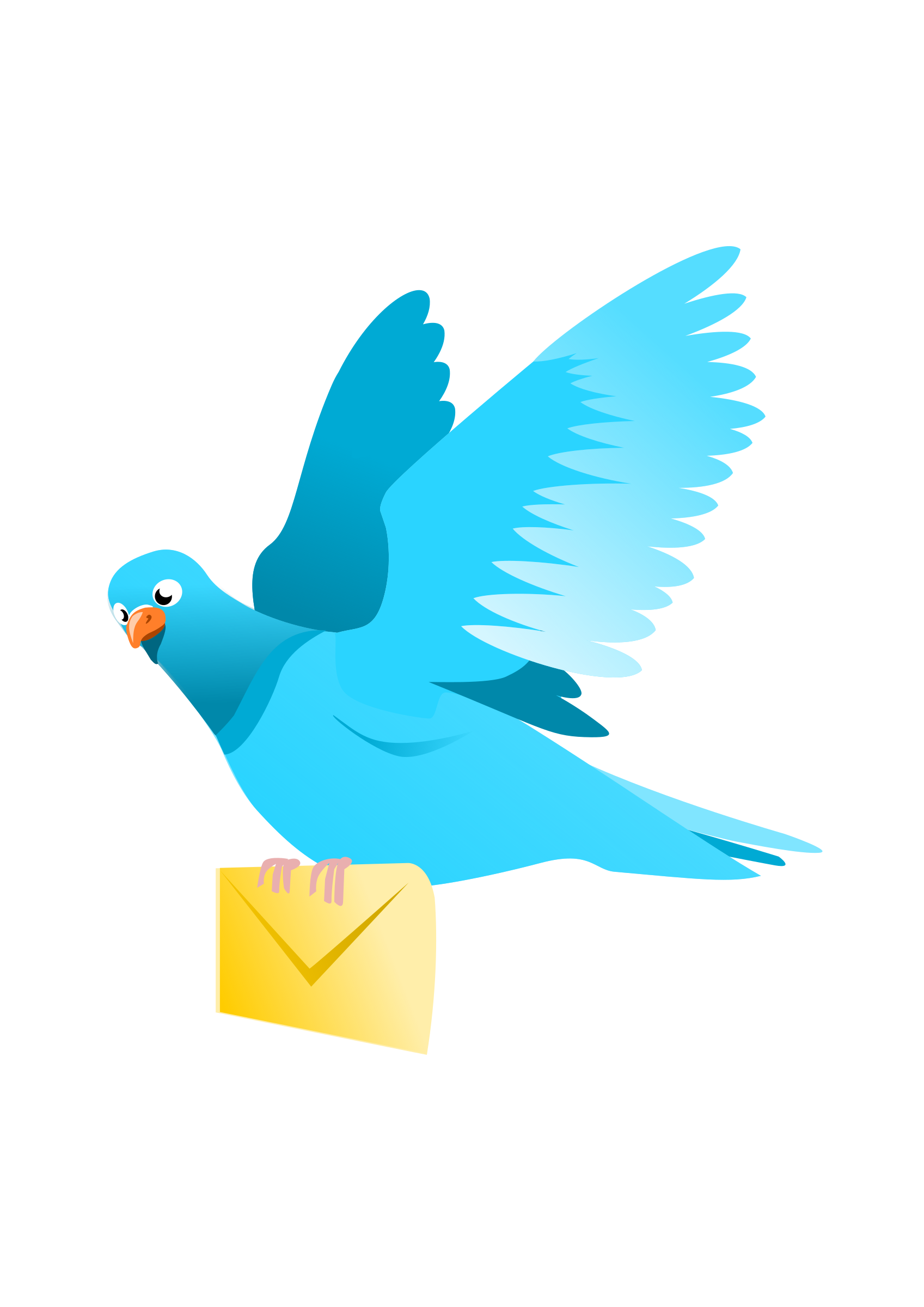 Mail clipart message. A flying pigeon delivering