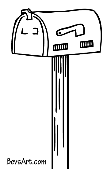 mailbox clipart black and white