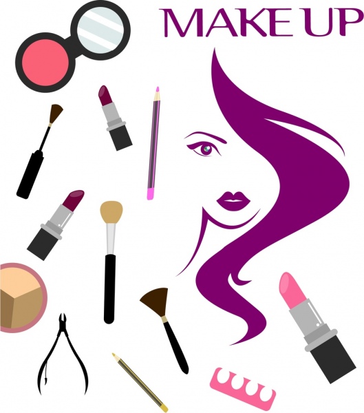Makeup clipart beauty accessory. Salong background accessories icons