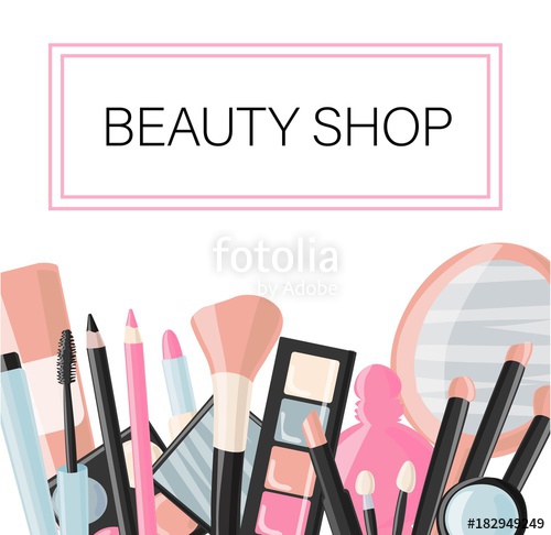 Background of cosmetics beauty. Makeup clipart cosmetic shop