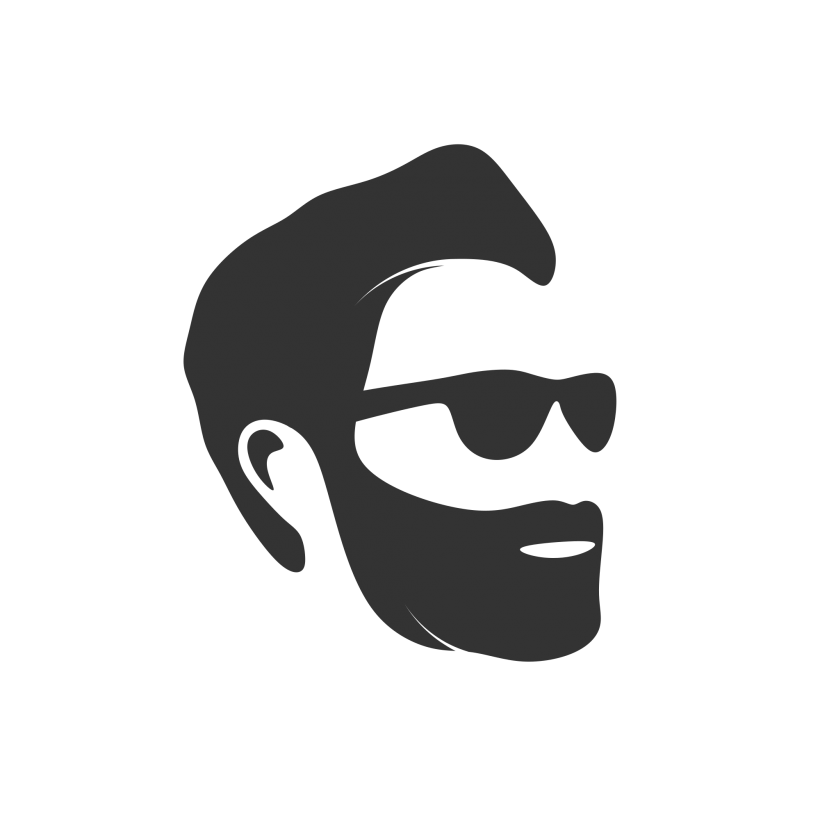 Man face logo beauty. Sunglasses clipart stars and stripe