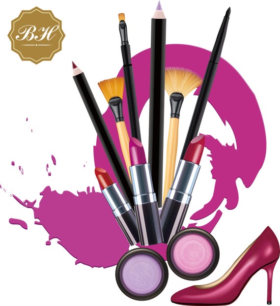Cosmetics brush lipstic beauty. Makeup clipart makeup item