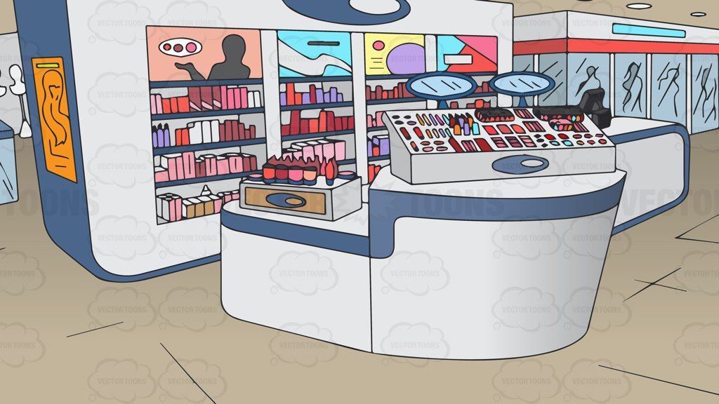 A counter in department. Makeup clipart makeup store
