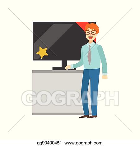Vector shopping for tv. Mall clipart man