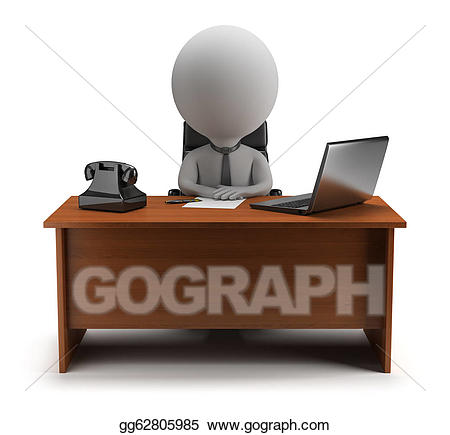 Stock illustration d small. Manager clipart manager desk