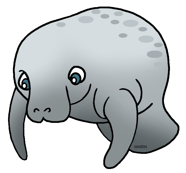 manatee clipart black and white
