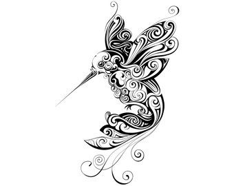 Mandala clipart animal. Hummingbird zentangle tattoo silhouette