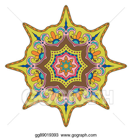 Mandala clipart bright. Colored oriental decoration 