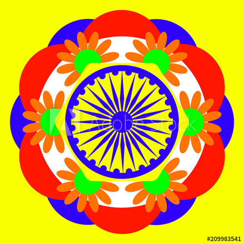Independence day of india. Mandala clipart bright