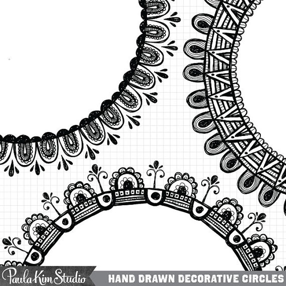 Hand drawn digital tribal. Mandala clipart frame