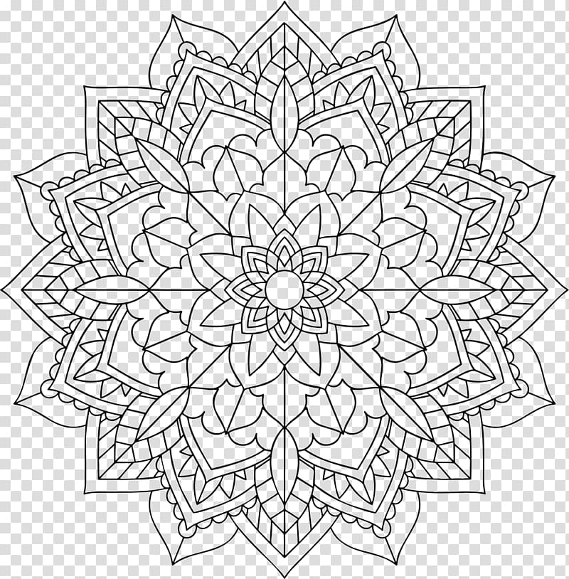 Coloring book drawing transparent. Mandala clipart frame