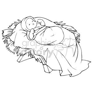 Manger clipart black and white. Baby jesus in a