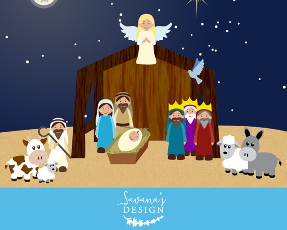 Manger clipart celebration. Nativity clip art scene