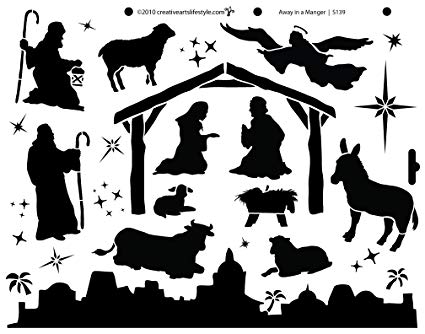 Manger clipart elegant. Away in a stencil