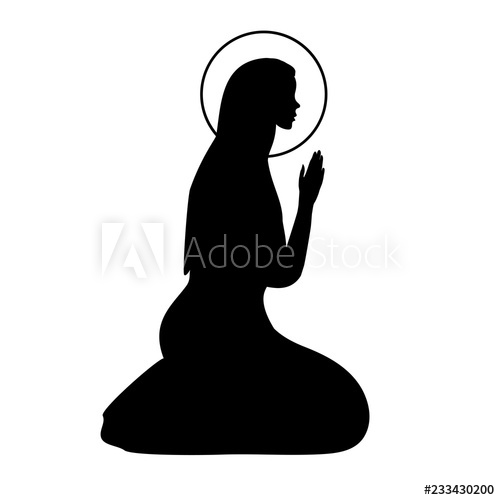 Manger clipart hand drawn. Icon with praying virgin