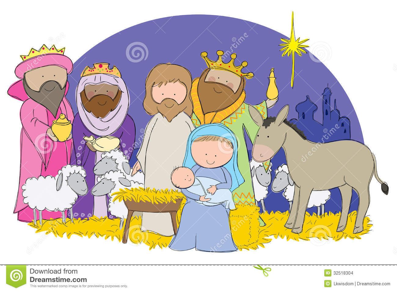 Clip art of nativity. Manger clipart hand drawn