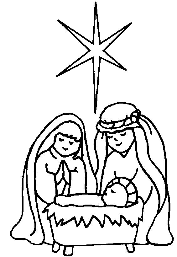 nativity clipart black and white