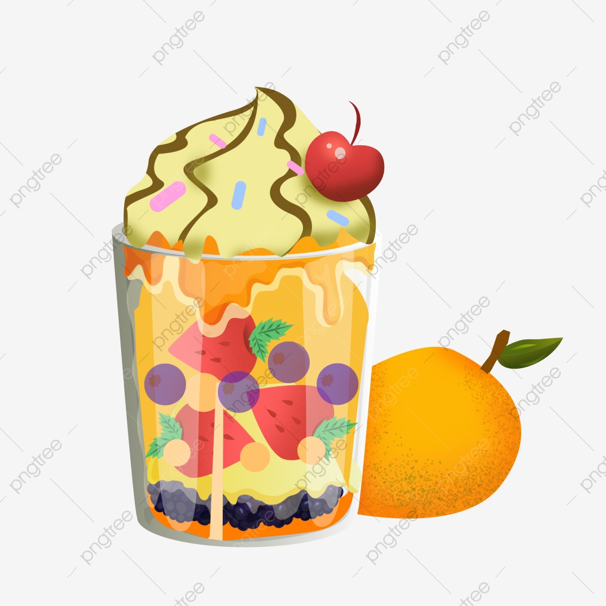 Mango clipart cheery. Summer cool cherry ice