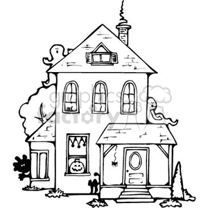 Haunted house royalty free. Mansion clipart black and white