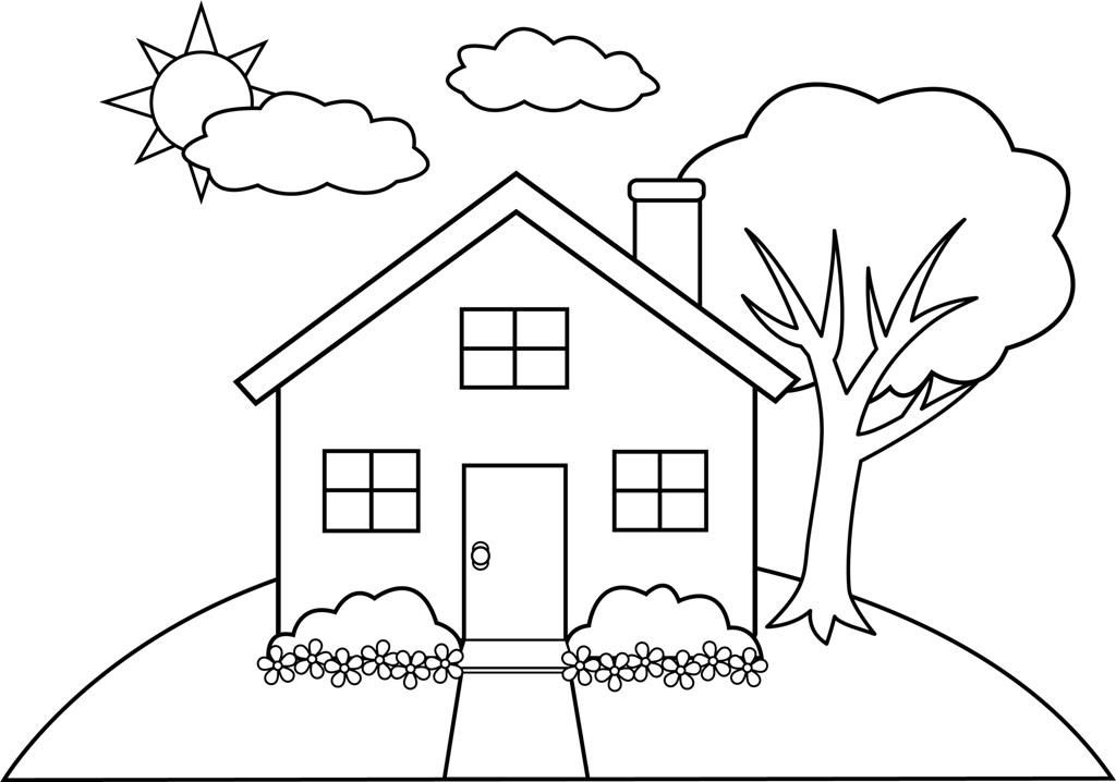 mansion clipart coloring page