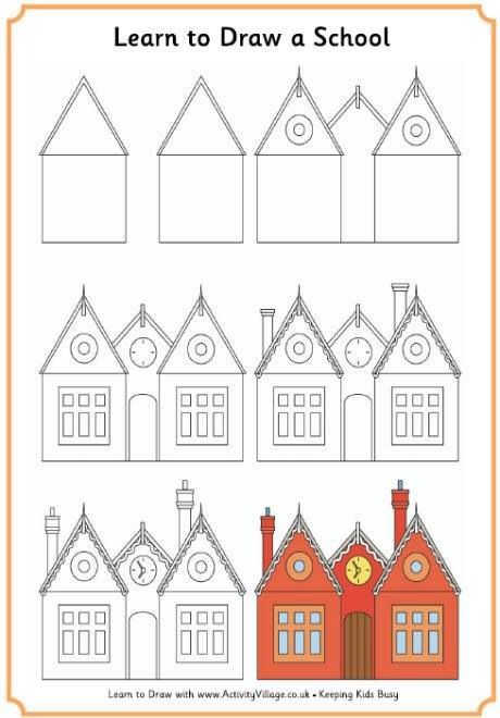 Mansion clipart easy. How to draw a