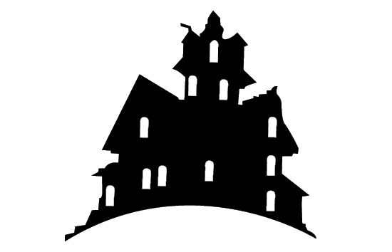 Free haunted house silhouette. Mansion clipart scary