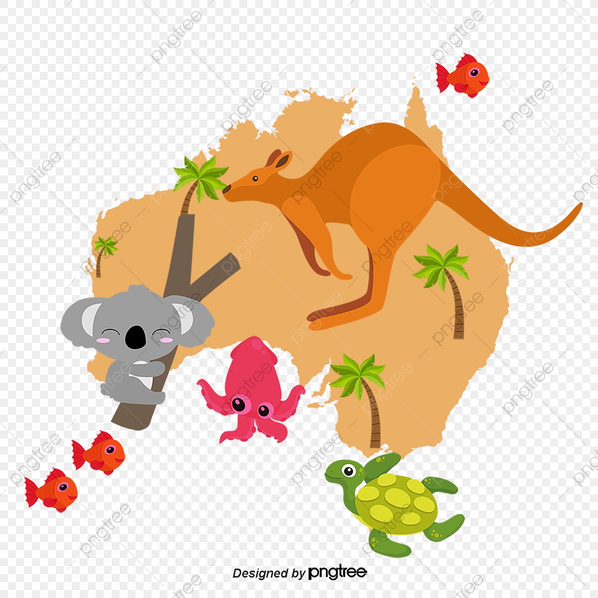 Animals australia . Map clipart animated