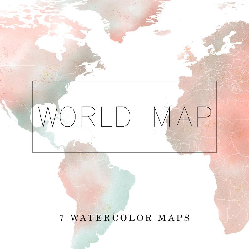 map clipart watercolor