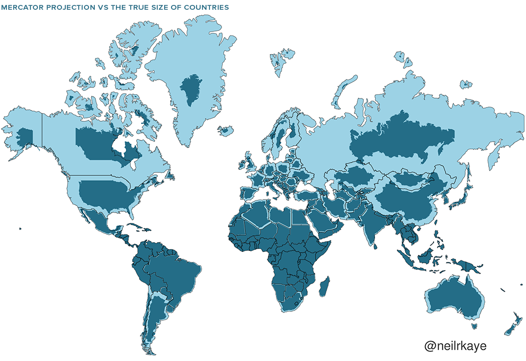 Maps clipart map earth. Mercator misconceptions clever shows