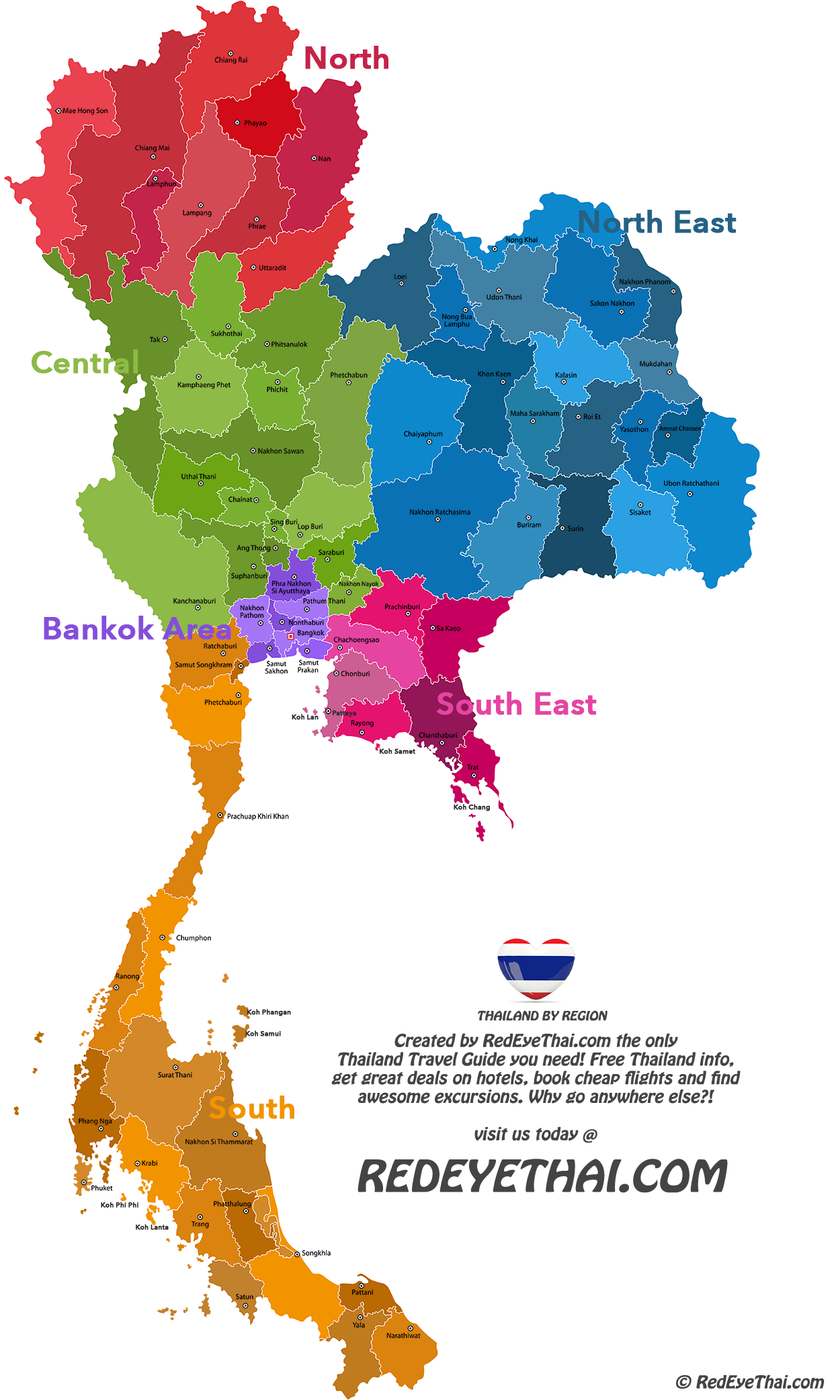 Thailand map by regions. Maps clipart travel book