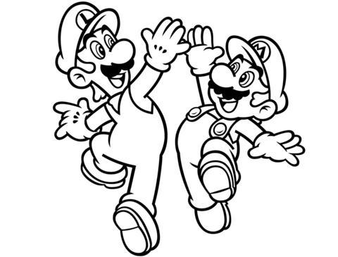 Luigi and page free. Mario clipart coloring