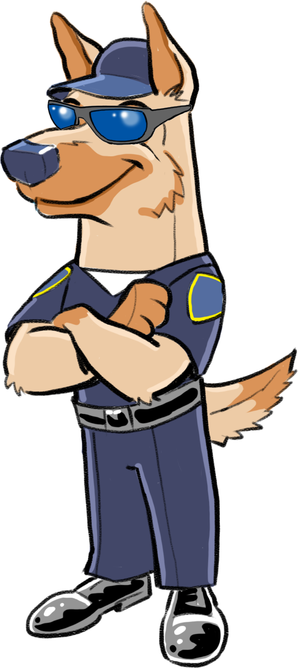 Petaluma police mascot department. Marker clipart caricature
