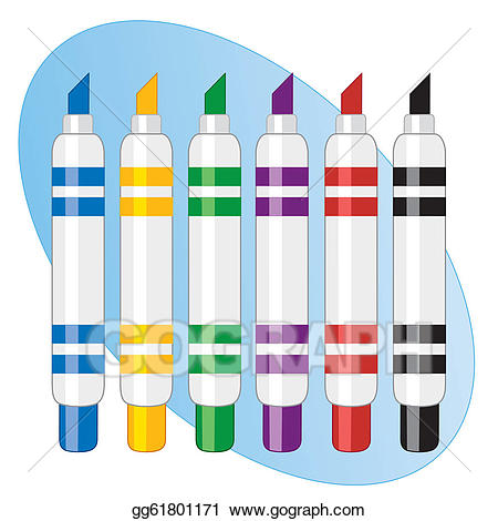 Vector tip pens illustration. Marker clipart felt pen