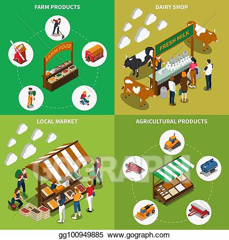 Market clipart agricultural product. Vector art design concept