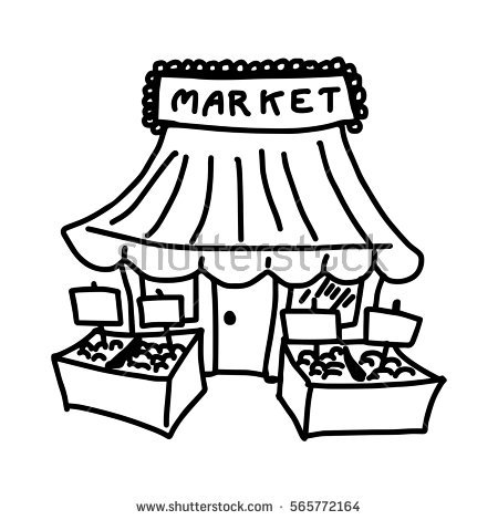 market clipart black and white