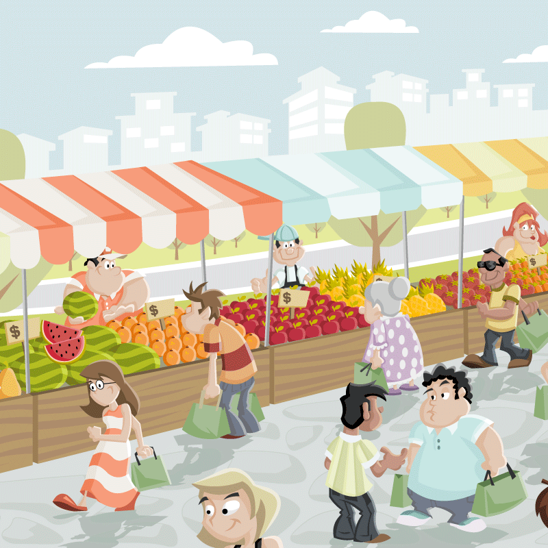 Market clipart cartoon. Food background illustration 