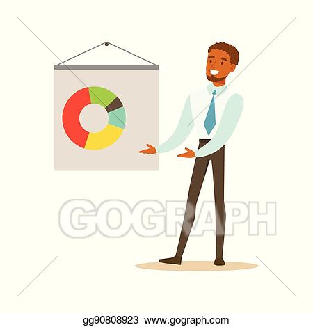 Marketing clipart senior manager. Vector illustration doing presentation