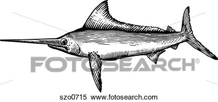 marlin clipart black and white