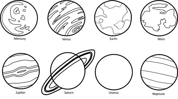 Planets clipart line. Black white free cliparts