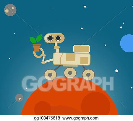 Vector art cartoon rover. Mars clipart cute