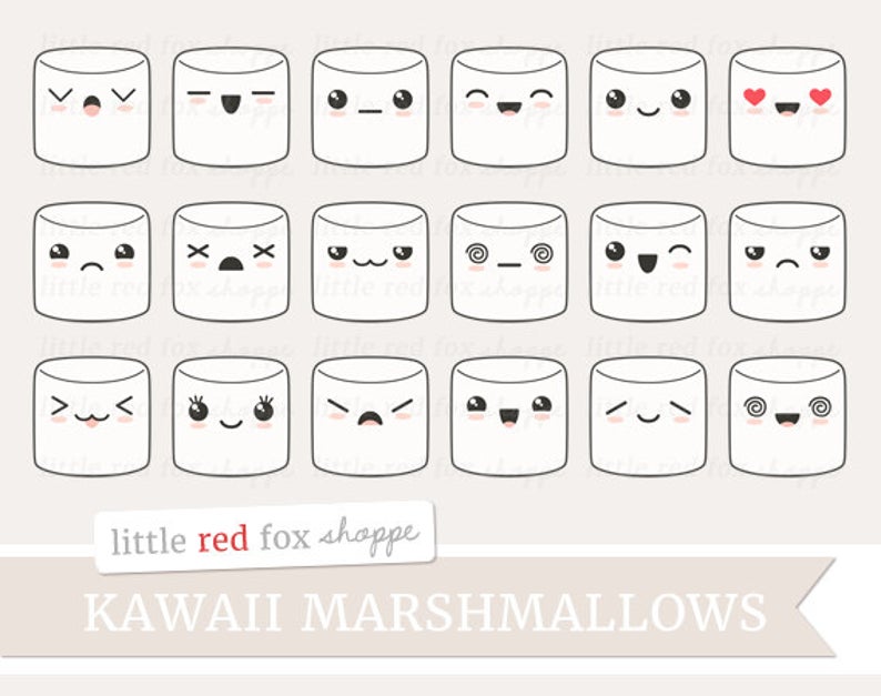 Marshmallow clipart happy. Kawaii clip art expression