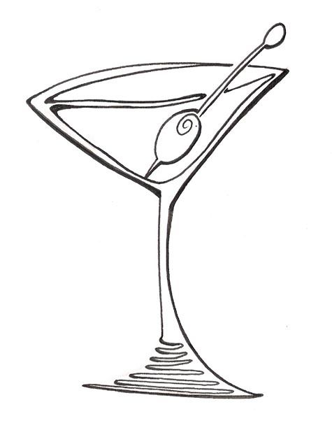 Cartoon glass blog line. Martini clipart animated