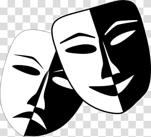 Two theater masks theatre. Mask clipart cinema