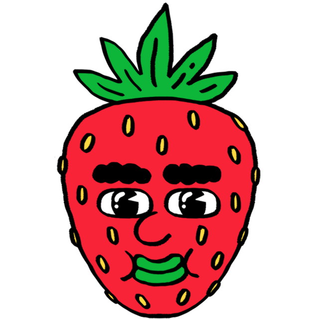 Apple sticker for ios. Strawberries clipart comic