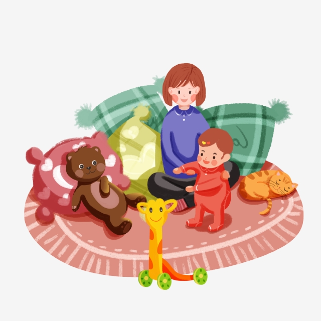 Mat clipart cute. Mother and baby characters